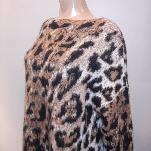 Anthropologie Leopard Tunic Sweater mohair blend LINEAMAGLIA 1X - Picture 5 of 10